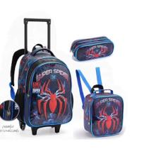 Kit ( Mochila Rodinha + Lancheira + Estojo) Escolar Spider Man Homen Aranha Kit ( Mochila Rodinha + Lancheira + Estojo) Escolar Spider Man Homen Aranha