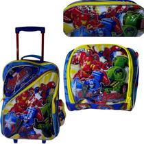 Kit mochila rodinha +lancheira + estojo escolar : vingadores