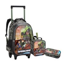 Kit Mochila Rodinha Lancheira Estojo Gamecraft Escolar Kit Mochila Rodinha Lancheira Estojo Gamecraft Escolar