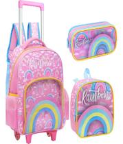 Kit Mochila Infantil Esoclar Rodinha Gatinho Glitter Yepp - Kit