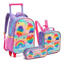 Kit Mochila Rodinha Lancheira Estojo Infantil Menina Feminina Pop It Sorvete Seanite Kit Mochila Rodinha Lancheira Estojo Infantil Menina Feminina Pop It Sorvete Seanite