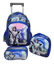 Kit Mochila Rodinha Lancheira Estojo Infantil Transformers