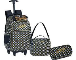 Kit Mochila Rodinha Lancheira Estojo Juvenil Escolar Infantil Menina Minnie Yepp