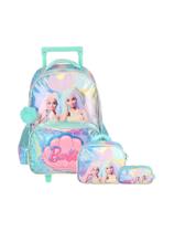 Kit Mochila Rodinha+Lancheira+Estojo Triplo Barbie - Verde