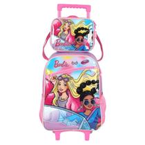 Kit Mochila Rodinha Lancheira Infantil Barbie Carro Luxcel
