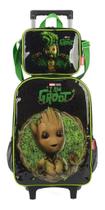 Kit Mochila Rodinha Lancheira Infantil Escolar Baby Groot Vingadores Luxcel