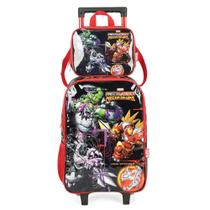 Kit Mochila Rodinha Lancheira Luxcel Avengers Mech Strike