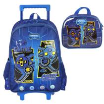 Kit Mochila Rodinha Lancheira Luxcel Up4You Game On Azul