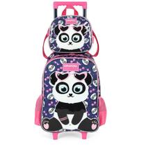 Kit Mochila Rodinha Lancheira Luxcel Up4You Panda Azul Rosa Kit Mochila Rodinha Lancheira Luxcel Up4You Panda Azul Rosa