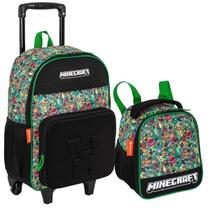 Kit Mochila Rodinha Lancheira Minecraft Funtage Sestini