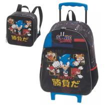 Kit Mochila Rodinha Lancheira Pacific Sonic Go Fast Preto