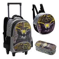 Kit Mochila Rodinha Lancheira Térmica Estojo Duplo Escolar Infantil Gotham Mor Batman Morcego Denlex Kit Mochila Rodinha Lancheira Térmica Estojo Duplo Escolar Infantil Gotham Mor Batman Morcego Denlex