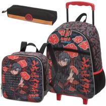 Kit Mochila Rodinha Lancheira Térmica Estojo Escolar Infantil Naruto Itachi Pacific