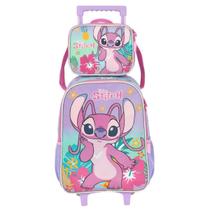Kit Mochila Rodinha Lancheira Térmica Infantil Escolar Menina Angel Stitch Lilás Kit Mochila Rodinha Lancheira Térmica Infantil Escolar Menina Angel Stitch Lilás