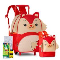 Kit Mochila Rodinha Lancheira Térmica Oficial Clio Pets Animais Zoo Infantil Escolar Lançamento