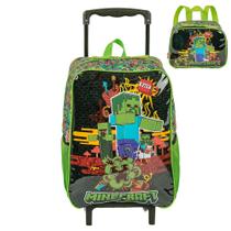 Kit Mochila Rodinha Lanheira Sestini Minecraft Fun Verde