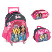 Kit Mochila Rodinha Led + Lancheira + Estojo Triplo Barbie Skate