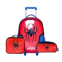 Kit Mochila Rodinha Mala Escolar Super Spider Aranha Meninos