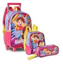 Kit Mochila Rodinha Maria Clara Jp Lancheira Estojo Rosa