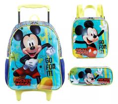 Kit Mochila Rodinha Mickey Mouse Disney Lancheira Estojo Kit Mochila Rodinha Mickey Mouse Disney Lancheira Estojo