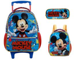 Kit Mochila Rodinha Mickey Y Lancheira Estojo Infantil Escolar Xeryus 11620