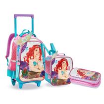 Kit Mochila Rodinha Princesa Sereia Do Mar Escolar Meninas