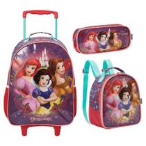 Kit Mochila Rodinha Princesas Lancheira Estojo Escolar 13140