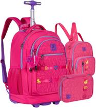 Kit Mochila Rodinha Rebecca Bonbon Rosa + Lancheira Térmica + Estojo Box Kit Mochila Rodinha Rebecca Bonbon Rosa + Lancheira Térmica + Estojo Box