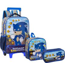 Kit Mochila Rodinha Sonic Com Estojo E Lancheira Infantil MIM6336-C - YEPP