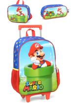Kit Mochila Rodinha Super Mario + Lancheira Estojo Original Luxcel Kit Mochila Rodinha Super Mario + Lancheira Estojo Original Luxcel