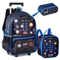 Kit Mochila Rodinhas 16" GAME START com Luzes - Clio VD24673 Kit Mochila Rodinhas 16" GAME START com Luzes - Clio VD24673