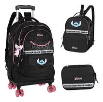 Kit Mochila Rodinhas 360 Haste Dupla Porta Notebook Stitch - Luxcel