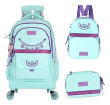 Kit Mochila Rodinhas 360 Haste Dupla Porta Notebook Stitch
