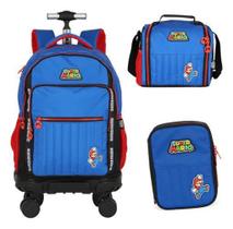 Kit Mochila Rodinhas 360 Lancheira Estojo Super Mario Kit Mochila Rodinhas 360 Lancheira Estojo Super Mario