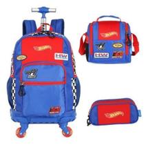 Kit Mochila Rodinhas 360 Porta Notebook Hot Wheels - Luxcel Kit Mochila Rodinhas 360 Porta Notebook Hot Wheels - Luxcel