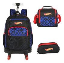 Kit Mochila Rodinhas 360 Porta Notebook Hot Wheels