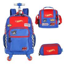 Kit Mochila Rodinhas 360 Porta Notebook Hot Wheels