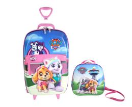 Kit Mochila Rodinhas 3D Lancheira Patrulha Canina Pet Shop