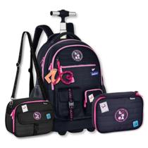 Kit Mochila Rodinhas C Lancheira E Estojo Box Luluca Escolar