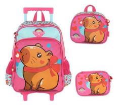 Kit Mochila Rodinhas Capivara Fofa Be Capy Up4You Petit - Luxcel