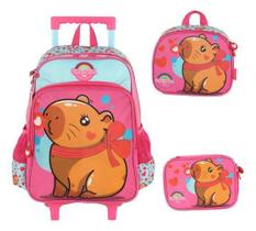 Kit Mochila Rodinhas Capivara Fofa Be Capy Up4You Petit