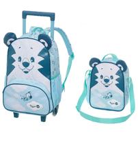 Kit Mochila Rodinhas Com Alças Lancheira Térmica Tigor T Tigre Happy Pilot Pacific