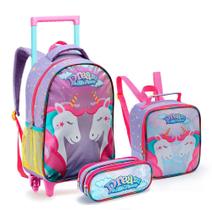 Kit Mochila Rodinhas Com Lancheira Estojo Sereia/Unicórnio - Seanite Kit Mochila Rodinhas Com Lancheira Estojo Sereia/Unicórnio - Seanite