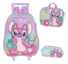 Kit Mochila Rodinhas Costas Lancheira Estojo Stitch Angel Kit Mochila Rodinhas Costas Lancheira Estojo Stitch Angel