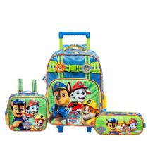 Kit Mochila Rodinhas e Alças Patrulha Canina Menino Original