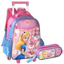 Kit Mochila Rodinhas e Estojo Alice no País das Maravilhas