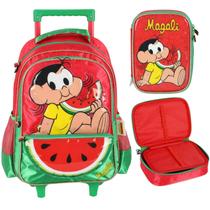 Kit Mochila Rodinhas e Estojo Box Turma da Mônica Magali - Luxcel