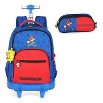 Kit Mochila Rodinhas E Estojo Super Mario C/ Porta Moeda Kit Mochila Rodinhas E Estojo Super Mario C/ Porta Moeda