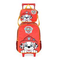 Kit Mochila Rodinhas e Lancheira Luxcel Patrulha Canina Vermelho