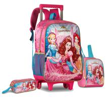 Kit Mochila Rodinhas Escolar Princesas Fofa Brilho Meninas - Clio